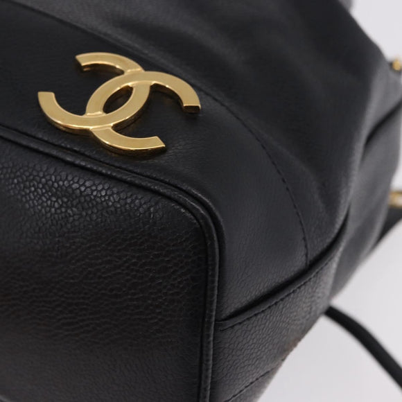 CHANEL Triple Coco Chain Shoulder Bag Caviar Skin Black Gold CC Auth yk20817SAV