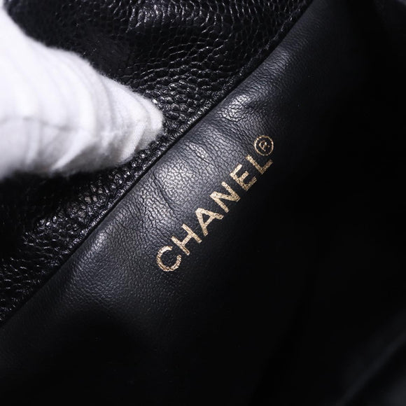 CHANEL Triple Coco Chain Shoulder Bag Caviar Skin Black Gold CC Auth yk20817SAV