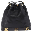 CHANEL Triple Coco Chain Shoulder Bag Caviar Skin Black Gold CC Auth yk20817SAV-2