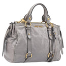Miu Miu Hand Bag Leather 2way Gray Gold Auth yk20820V-1