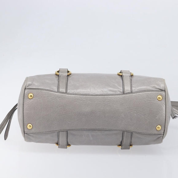 Miu Miu Hand Bag Leather 2way Gray Gold Auth yk20820V