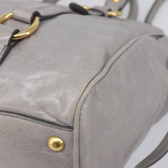 Miu Miu Hand Bag Leather 2way Gray Gold Auth yk20820V
