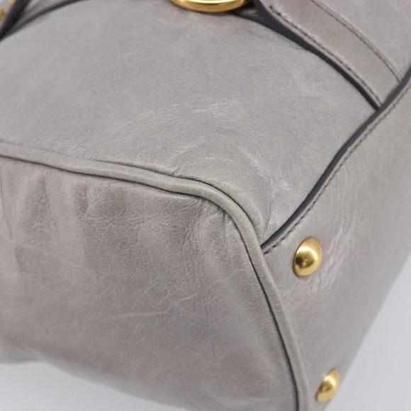 Miu Miu Hand Bag Leather 2way Gray Gold Auth yk20820V