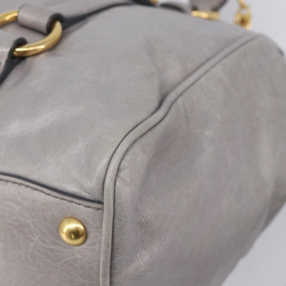 Miu Miu Hand Bag Leather 2way Gray Gold Auth yk20820V