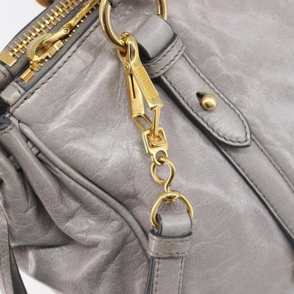 Miu Miu Hand Bag Leather 2way Gray Gold Auth yk20820V