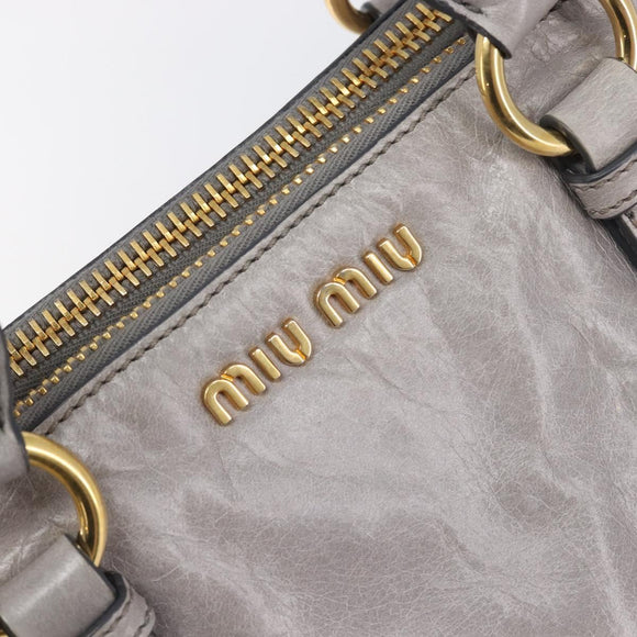 Miu Miu Hand Bag Leather 2way Gray Gold Auth yk20820V