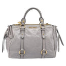 Miu Miu Hand Bag Leather 2way Gray Gold Auth yk20820V-13