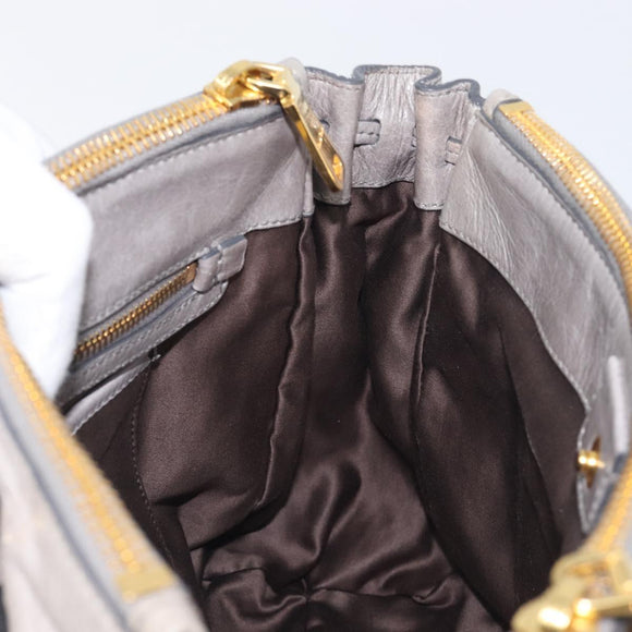 Miu Miu Hand Bag Leather 2way Gray Gold Auth yk20820V