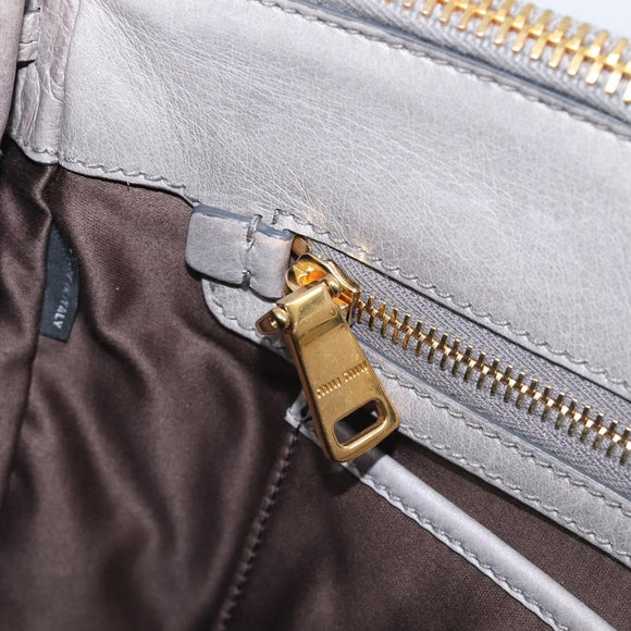 Miu Miu Hand Bag Leather 2way Gray Gold Auth yk20820V