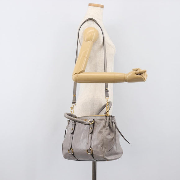 Miu Miu Hand Bag Leather 2way Gray Gold Auth yk20820V