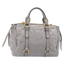 Miu Miu Hand Bag Leather 2way Gray Gold Auth yk20820V-2