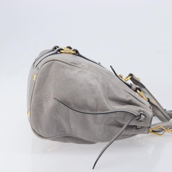 Miu Miu Hand Bag Leather 2way Gray Gold Auth yk20820V