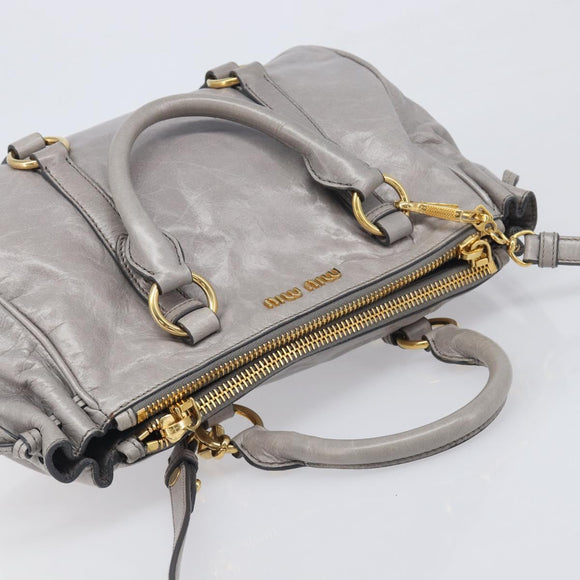 Miu Miu Hand Bag Leather 2way Gray Gold Auth yk20820V