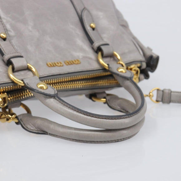 Miu Miu Hand Bag Leather 2way Gray Gold Auth yk20820V