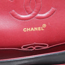 CHANEL Double Flap Chain Matelasse 25 Bag Lamb Skin Black Gold CC Auth yk20822SM-17