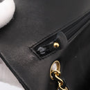 CHANEL Double Flap Chain Matelasse 25 Bag Lamb Skin Black Gold CC Auth yk20822SM-23