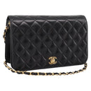 CHANEL Matelasse Turn Lock Chain Bag Lamb Skin Black Gold CC Auth yk20823SAM-1