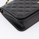 CHANEL Matelasse Turn Lock Chain Bag Lamb Skin Black Gold CC Auth yk20823SAM-16