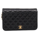 CHANEL Matelasse Turn Lock Chain Bag Lamb Skin Black Gold CC Auth yk20823SAM-13