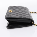 CHANEL Matelasse Turn Lock Chain Bag Lamb Skin Black Gold CC Auth yk20823SAM-4
