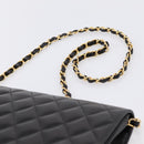 CHANEL Matelasse Turn Lock Chain Bag Lamb Skin Black Gold CC Auth yk20823SAM-14