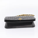 CHANEL Matelasse Turn Lock Chain Bag Lamb Skin Black Gold CC Auth yk20823SAM-5