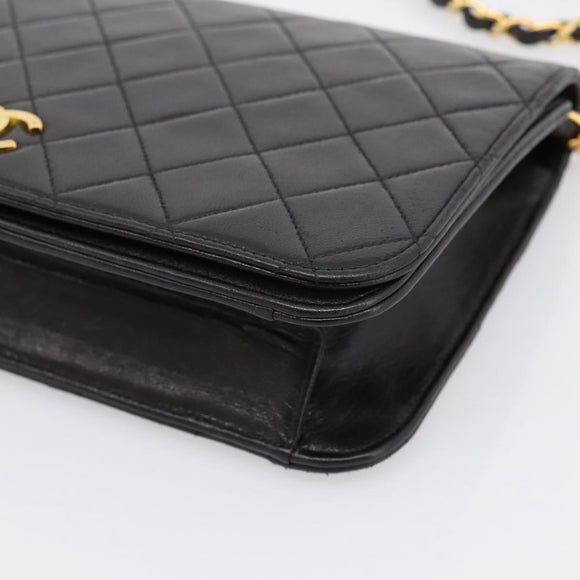 CHANEL Chain Matelasse Shoulder Bag Lamb Skin Black Gold CC Auth yk20824V