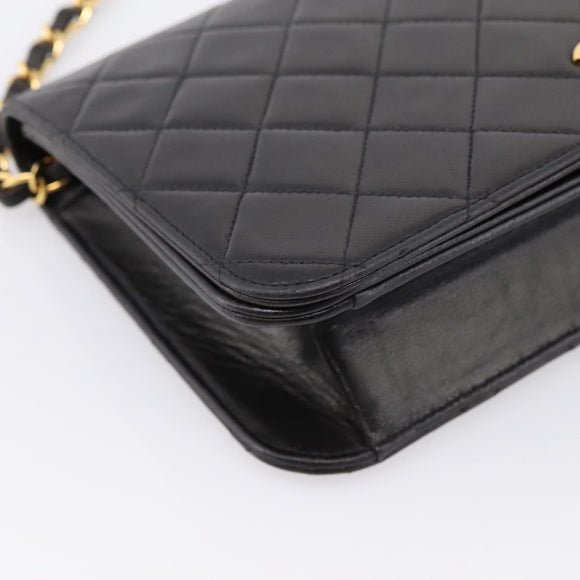 CHANEL Chain Matelasse Shoulder Bag Lamb Skin Black Gold CC Auth yk20824V