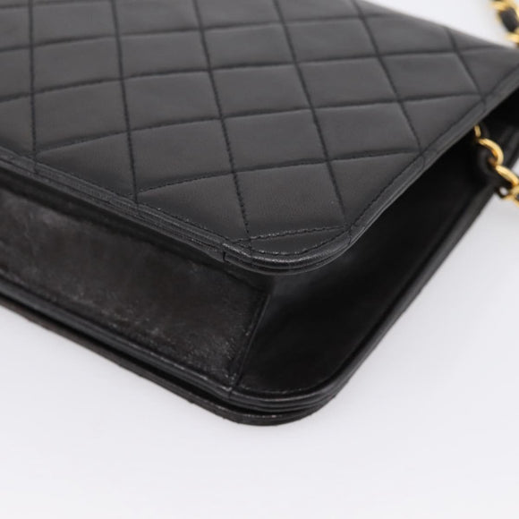 CHANEL Chain Matelasse Shoulder Bag Lamb Skin Black Gold CC Auth yk20824V