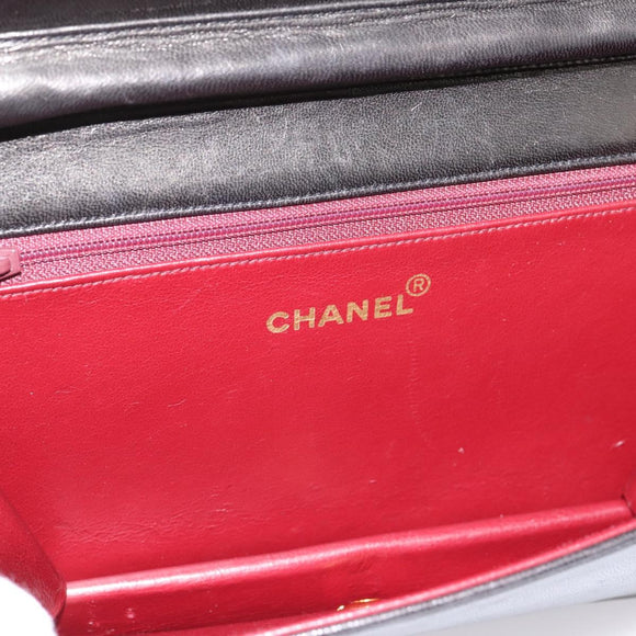 CHANEL Chain Matelasse Shoulder Bag Lamb Skin Black Gold CC Auth yk20824V