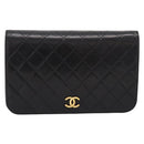 CHANEL Chain Matelasse Shoulder Bag Lamb Skin Black Gold CC Auth yk20824V-13