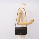 CHANEL Chain Matelasse Shoulder Bag Lamb Skin Black Gold CC Auth yk20824V-23