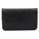 CHANEL Chain Matelasse Shoulder Bag Lamb Skin Black Gold CC Auth yk20824V-2