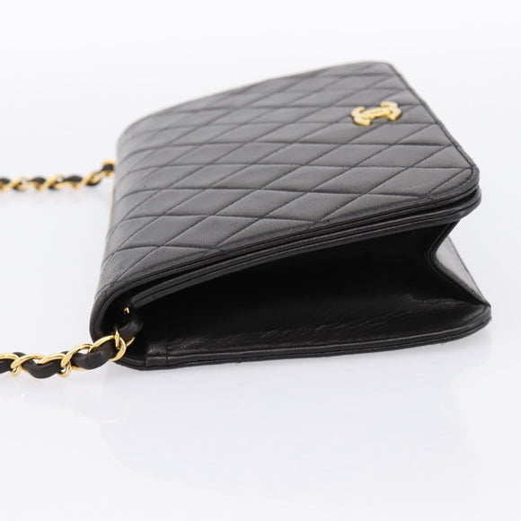 CHANEL Chain Matelasse Shoulder Bag Lamb Skin Black Gold CC Auth yk20824V