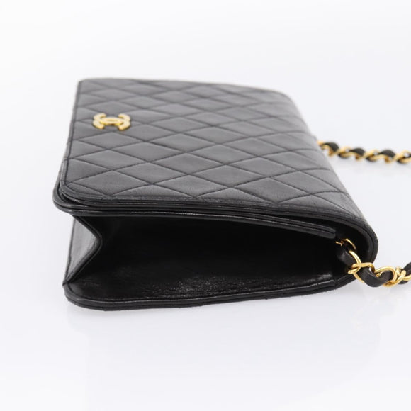 CHANEL Chain Matelasse Shoulder Bag Lamb Skin Black Gold CC Auth yk20824V