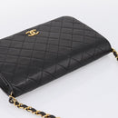 CHANEL Chain Matelasse Shoulder Bag Lamb Skin Black Gold CC Auth yk20824V-6