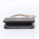 CHANEL Chain Matelasse Shoulder Bag Lamb Skin Black Gold CC Auth yk20824V-5