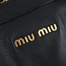 Miu Miu Shoulder Bag Leather Black Gold Auth yk20825V-18