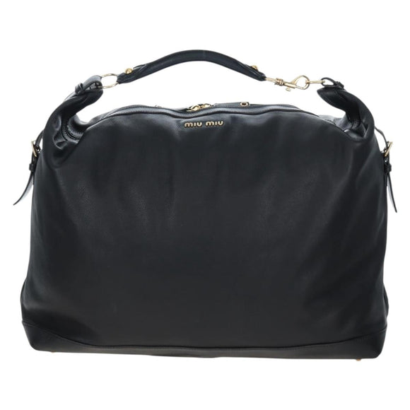 Miu Miu Shoulder Bag Leather Black Gold Auth yk20825V