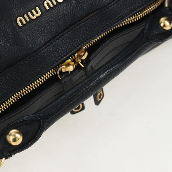 Miu Miu Shoulder Bag Leather Black Gold Auth yk20825V