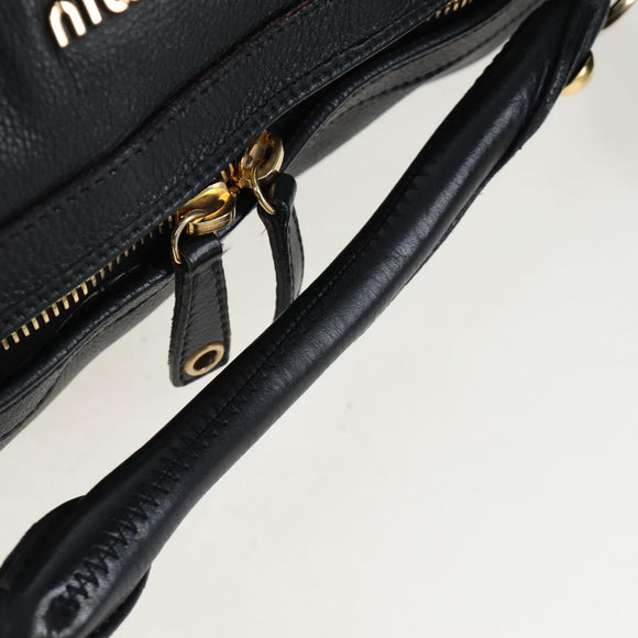 Miu Miu Shoulder Bag Leather Black Gold Auth yk20825V