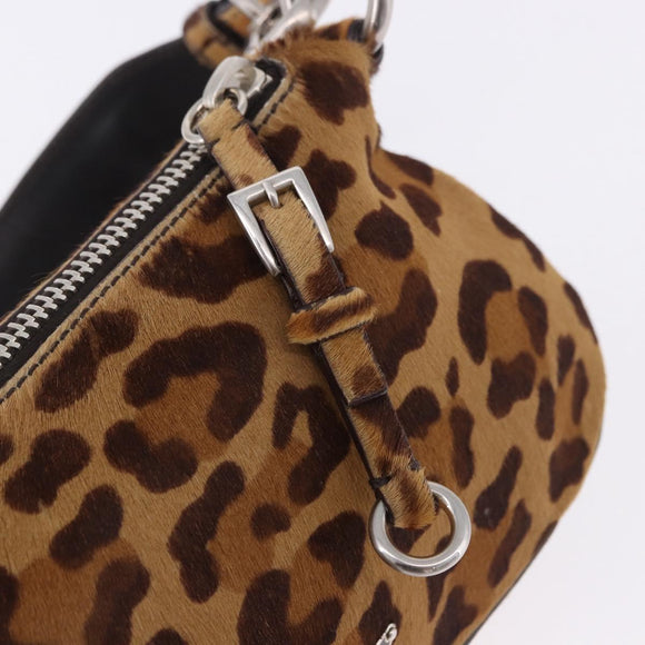 PRADA Shoulder Bag Harako leather Brown Silver Auth yk20826SAM