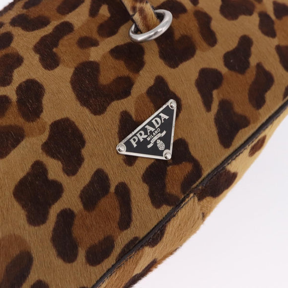 PRADA Shoulder Bag Harako leather Brown Silver Auth yk20826SAM