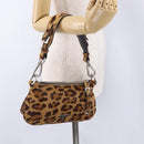 PRADA Shoulder Bag Harako leather Brown Silver Auth yk20826SAM-26