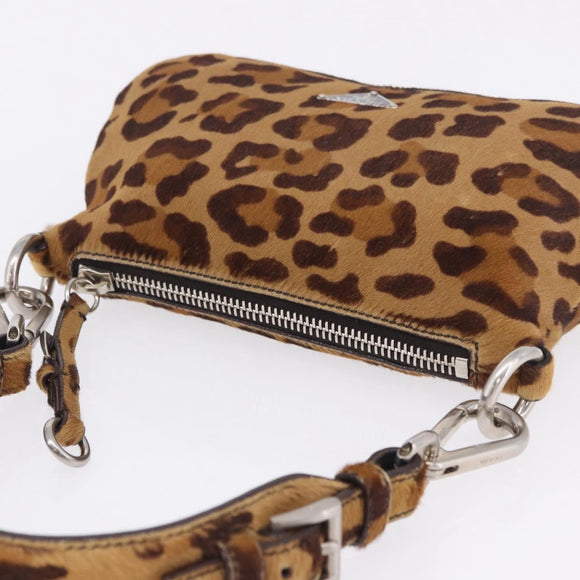 PRADA Shoulder Bag Harako leather Brown Silver Auth yk20826SAM