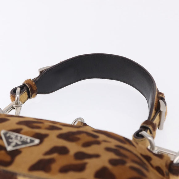 PRADA Shoulder Bag Harako leather Brown Silver Auth yk20826SAM