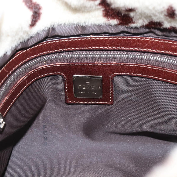 FENDI Mamma Baguette Shoulder Bag Harako leather White Silver Auth yk20827SAM