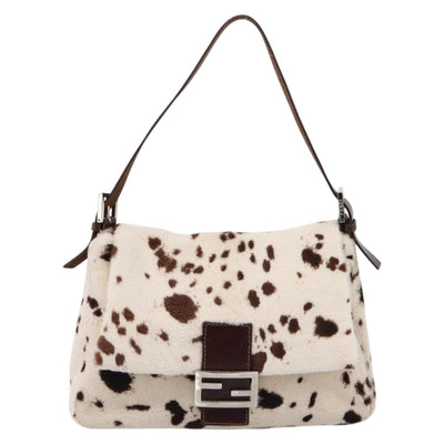 FENDI Mamma Baguette Shoulder Bag Harako leather White Silver Auth yk20827SAM - 0