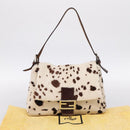 FENDI Mamma Baguette Shoulder Bag Harako leather White Silver Auth yk20827SAM-23