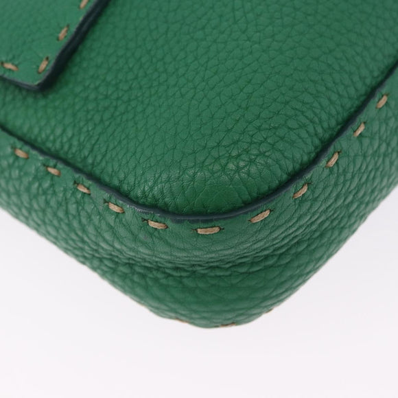 FENDI Selleria Mamma Baguette Bag Leather Green Gold 8BR101 Auth yk20828SAM
